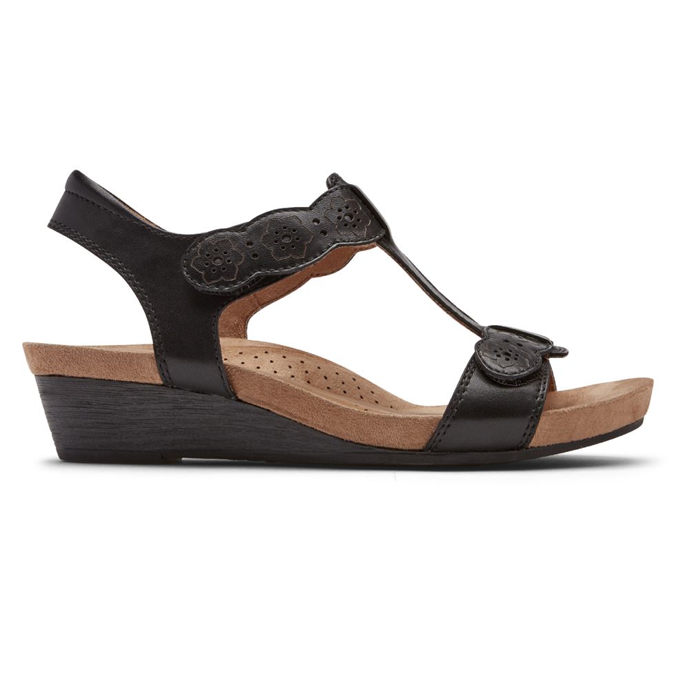 Sandali Rockport Donna - Cobb Hill Hollywood T-Strap - Nere - HWVPKEI-83